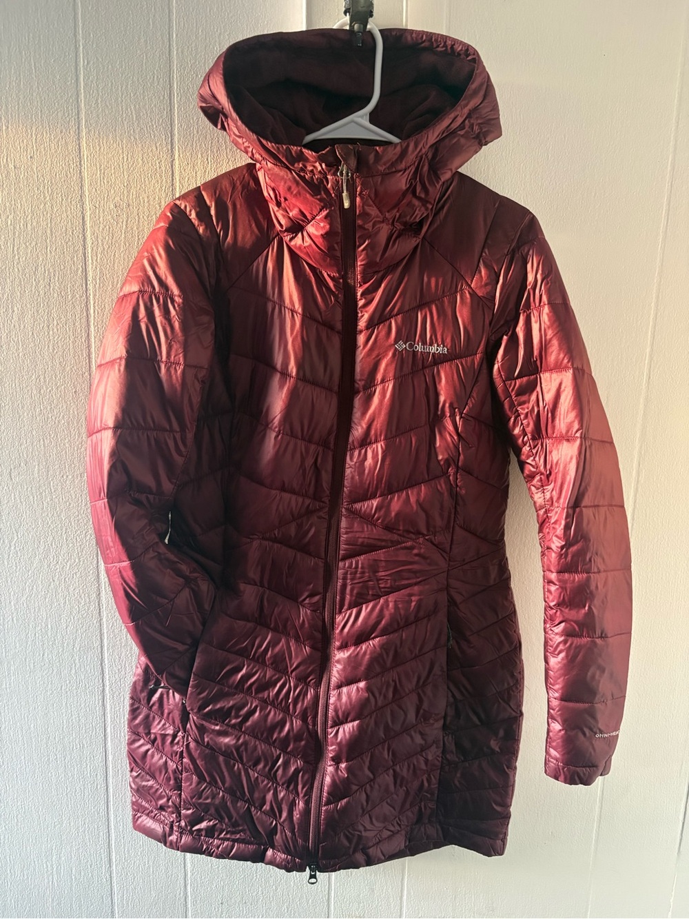 Columbia Women's Maroon Quilted Hooded Puffer Coat